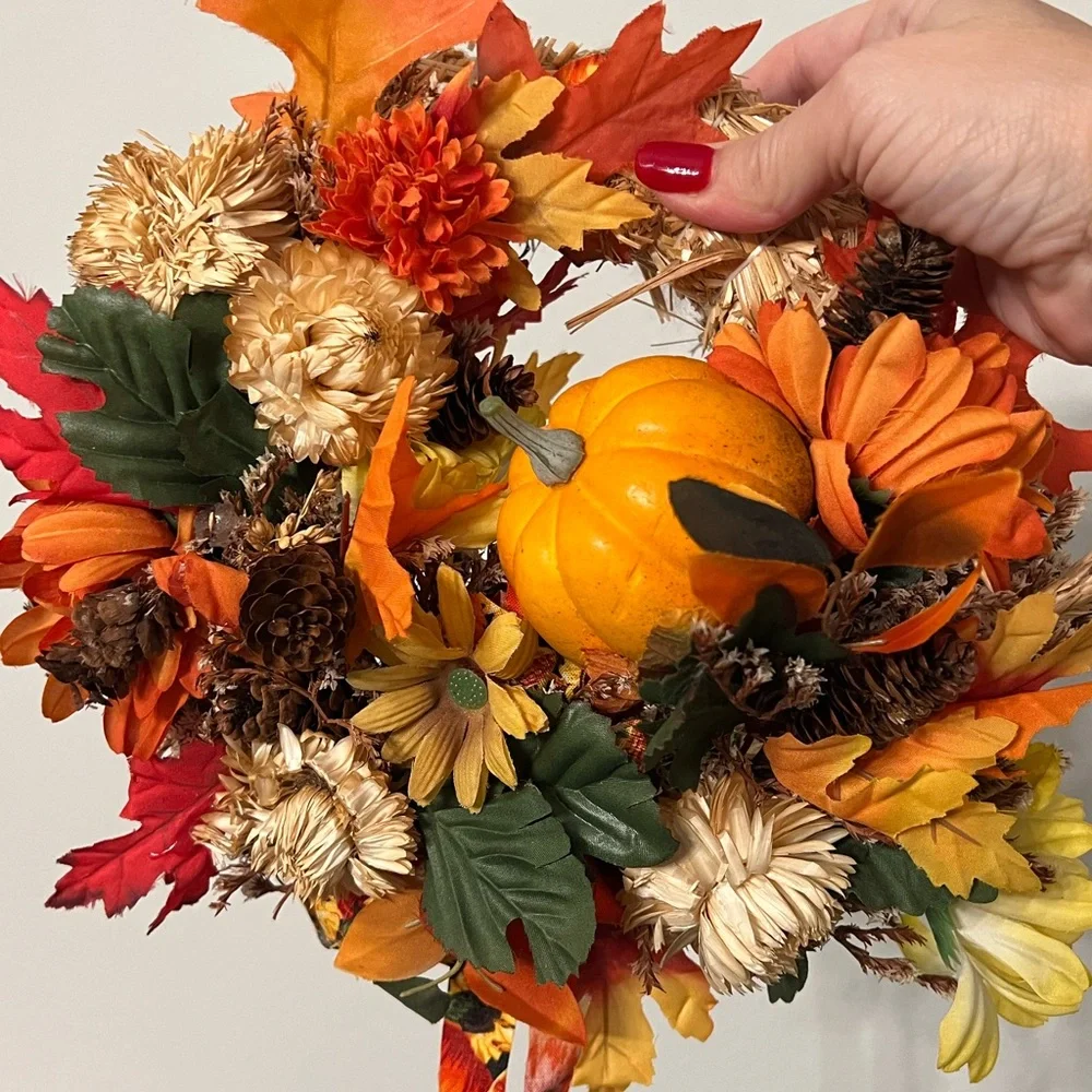 Fall Wreath with Pumpkin